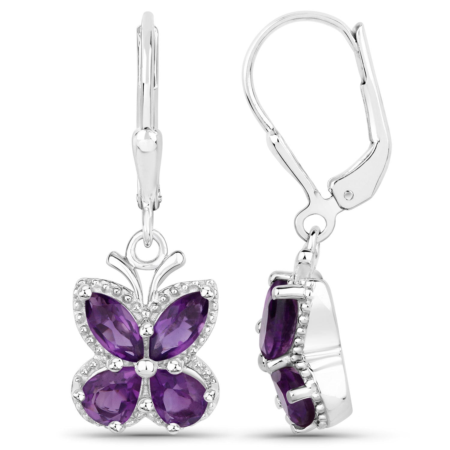 2.12 Carat Genuine Amethyst .925 Sterling Silver Earrings on sale at MyriadMart