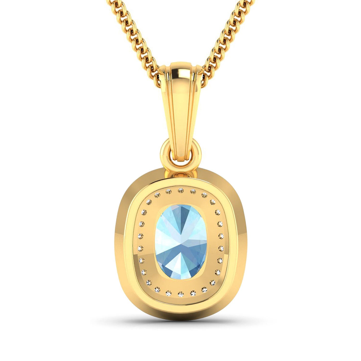 1.35 Carat Genuine Aquamarine and White Diamond 14K Yellow Gold Pendant on sale at MyriadMart