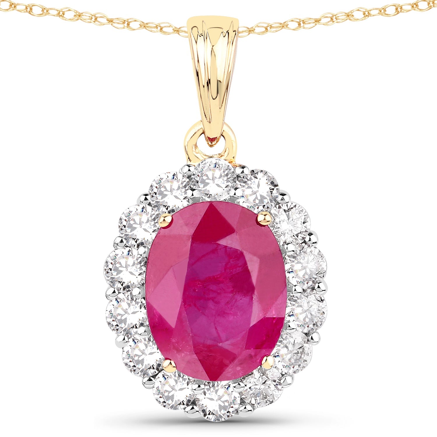 2.56 Carat Genuine Burma Ruby and White Diamond 18K Yellow Gold Pendant on sale at MyriadMart