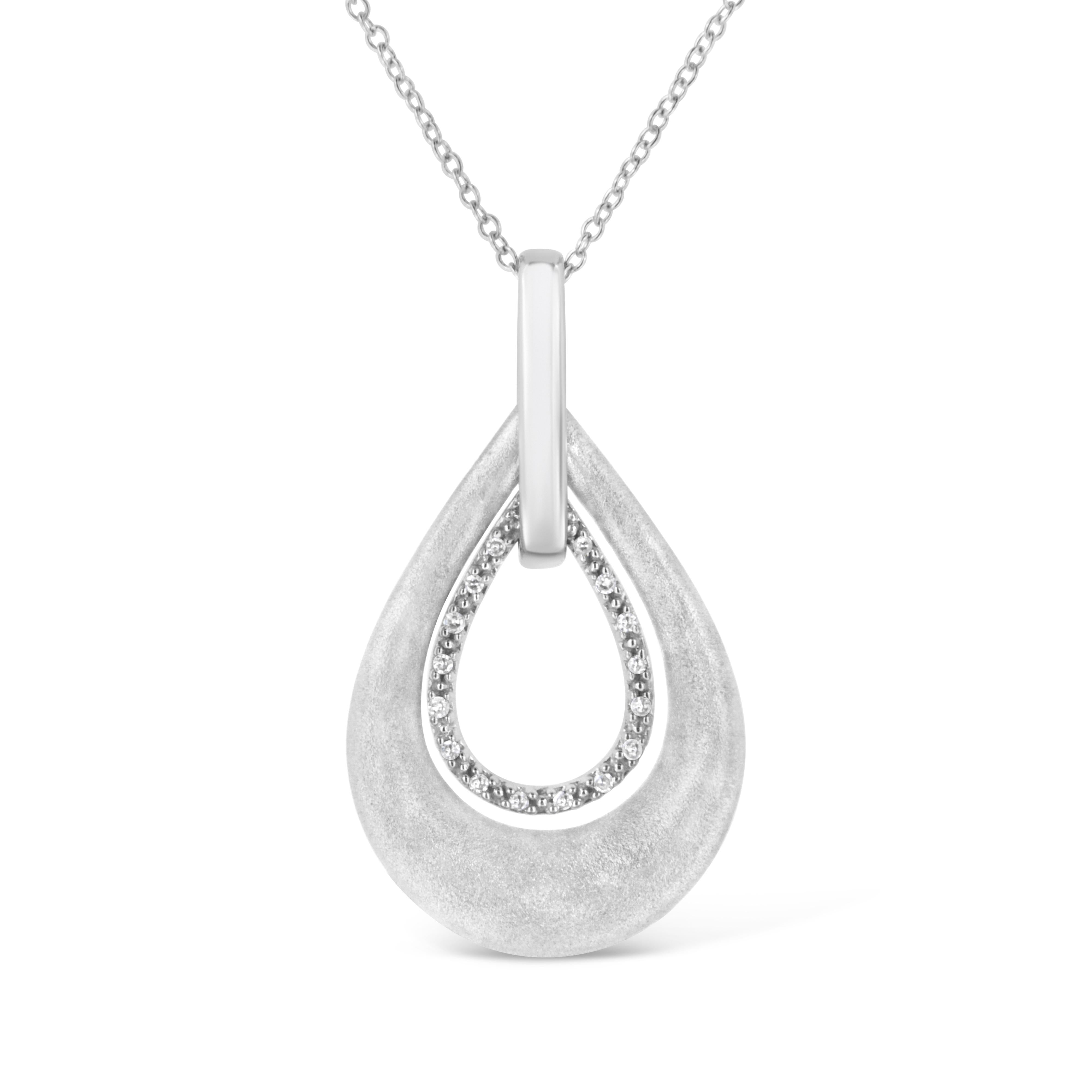 .925 Sterling Silver Prong-Set Diamond Accent Fashion Double Drop Design 18" Pendant Necklace I-J Color, I1-I2 Clarity on sale at MyriadMart