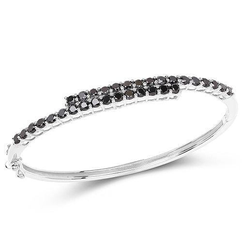 4.00 Carat Genuine Black Diamond .925 Sterling Silver Bangle on sale at MyriadMart