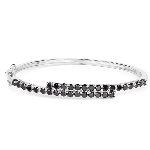 4.00 Carat Genuine Black Diamond .925 Sterling Silver Bangle on sale at MyriadMart