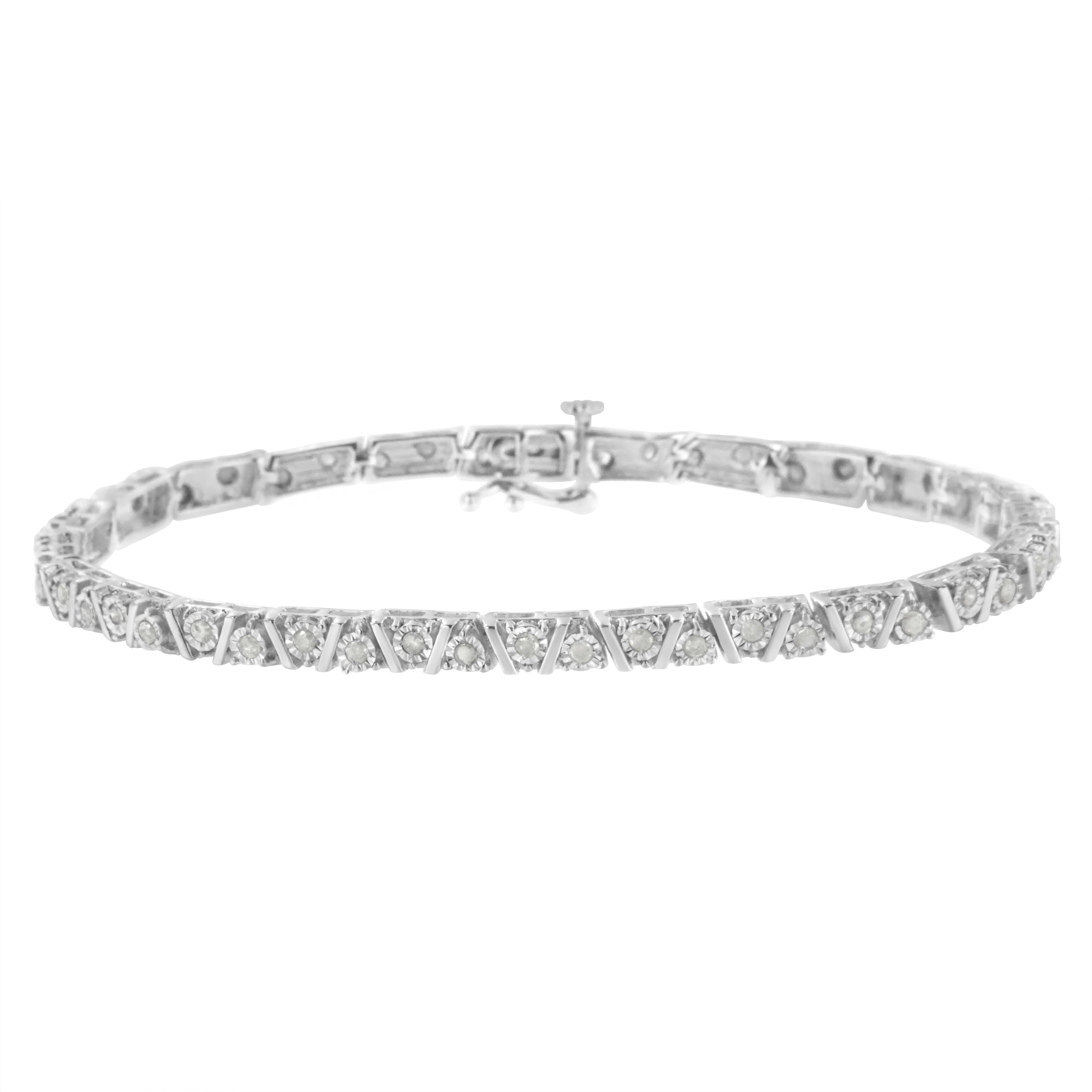 .925 Sterling Silver 1.0 cttw Miracle-Set Diamond Tennis Bracelet I-J Color, I3 Clarity - 7.25" on sale at MyriadMart