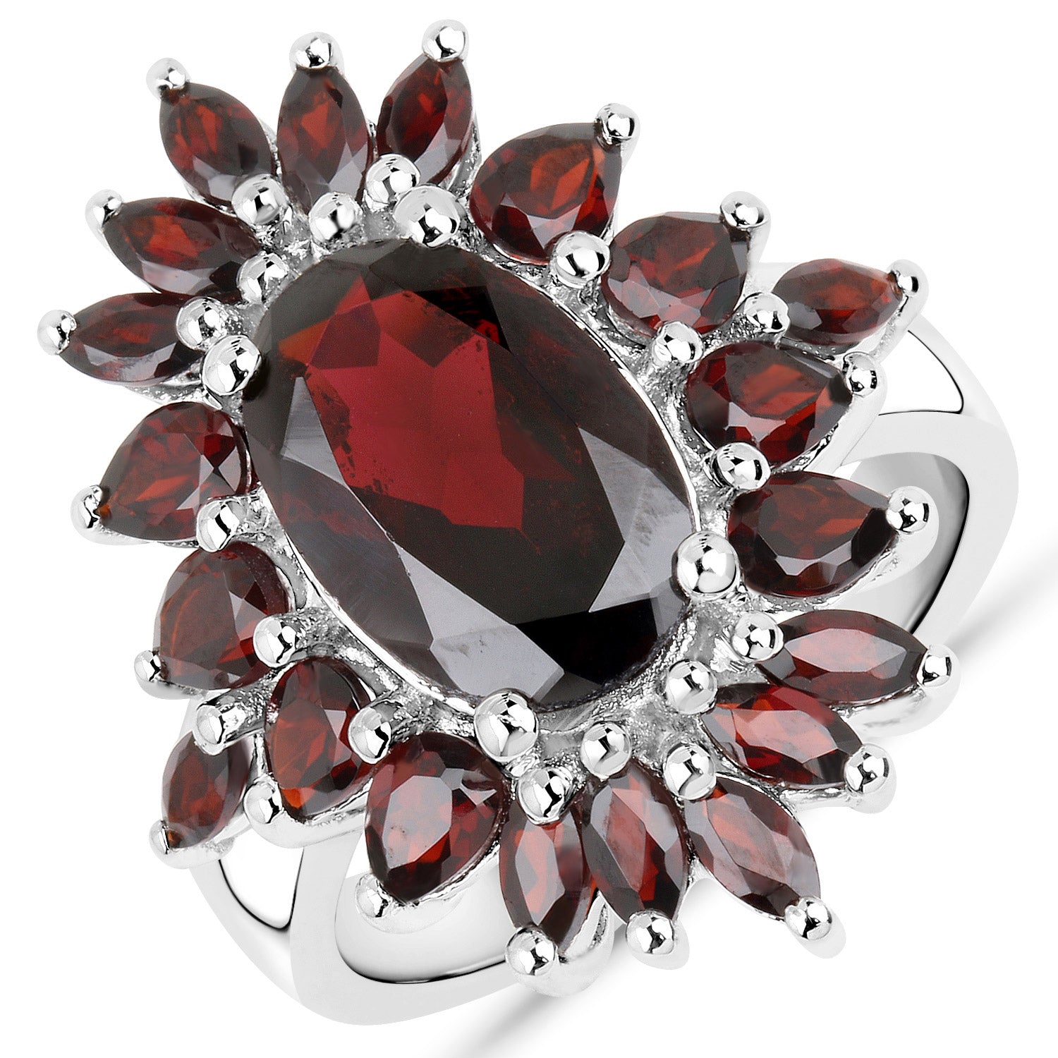 20.24 Carat Genuine Garnet .925 Sterling Silver 3 Piece Jewelry Set Ring, Earrings, and Pendant w/ Chain on sale at MyriadMart