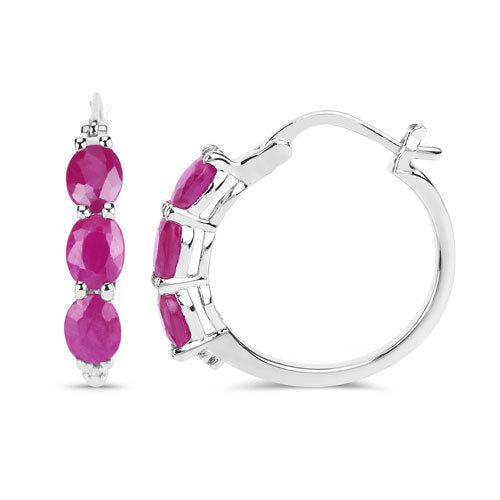 1.81 Carat Genuine Ruby and White Diamond .925 Sterling Silver Earrings on sale at MyriadMart