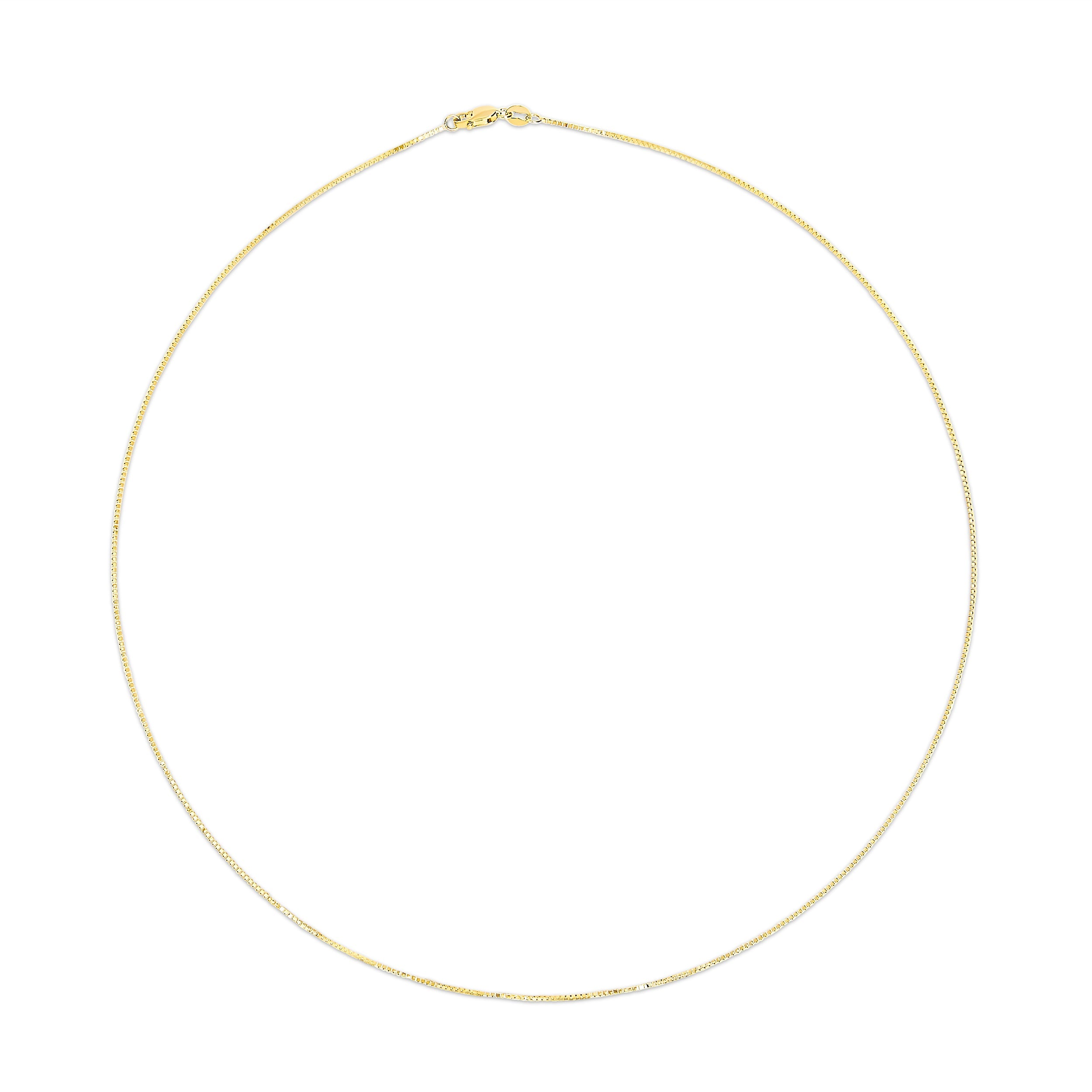 Solid 14K Yellow Gold 0.75mm Classic Box Chain Necklace. Unisex Chain - Size 16 Inches on sale at MyriadMart