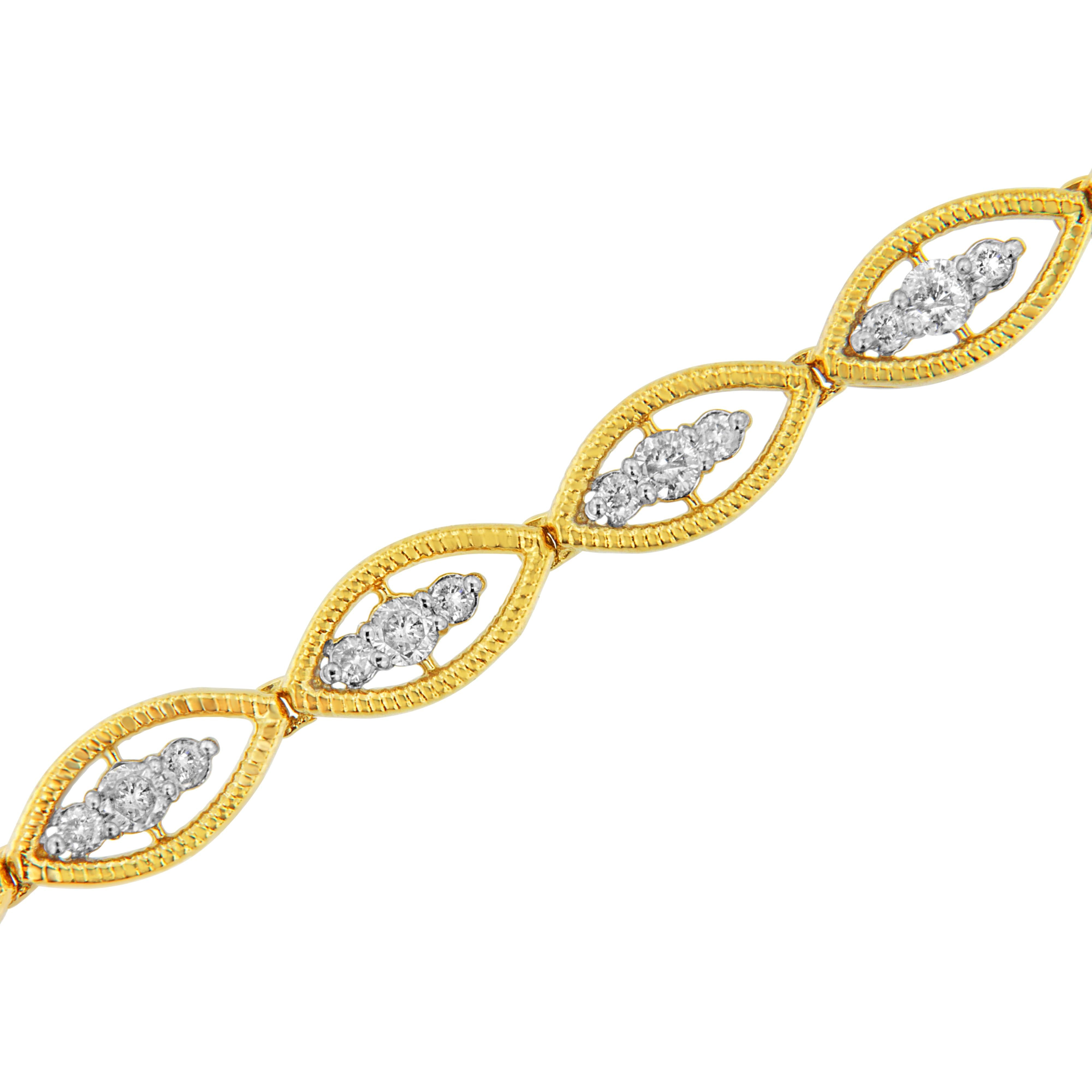 10K Yellow Gold Plated .925 Sterling Silver 1 cttw Prong Set Round-Cut Diamond Link Bracelet J-K Color, I1-I2 Clarity - 7.25" on sale at MyriadMart
