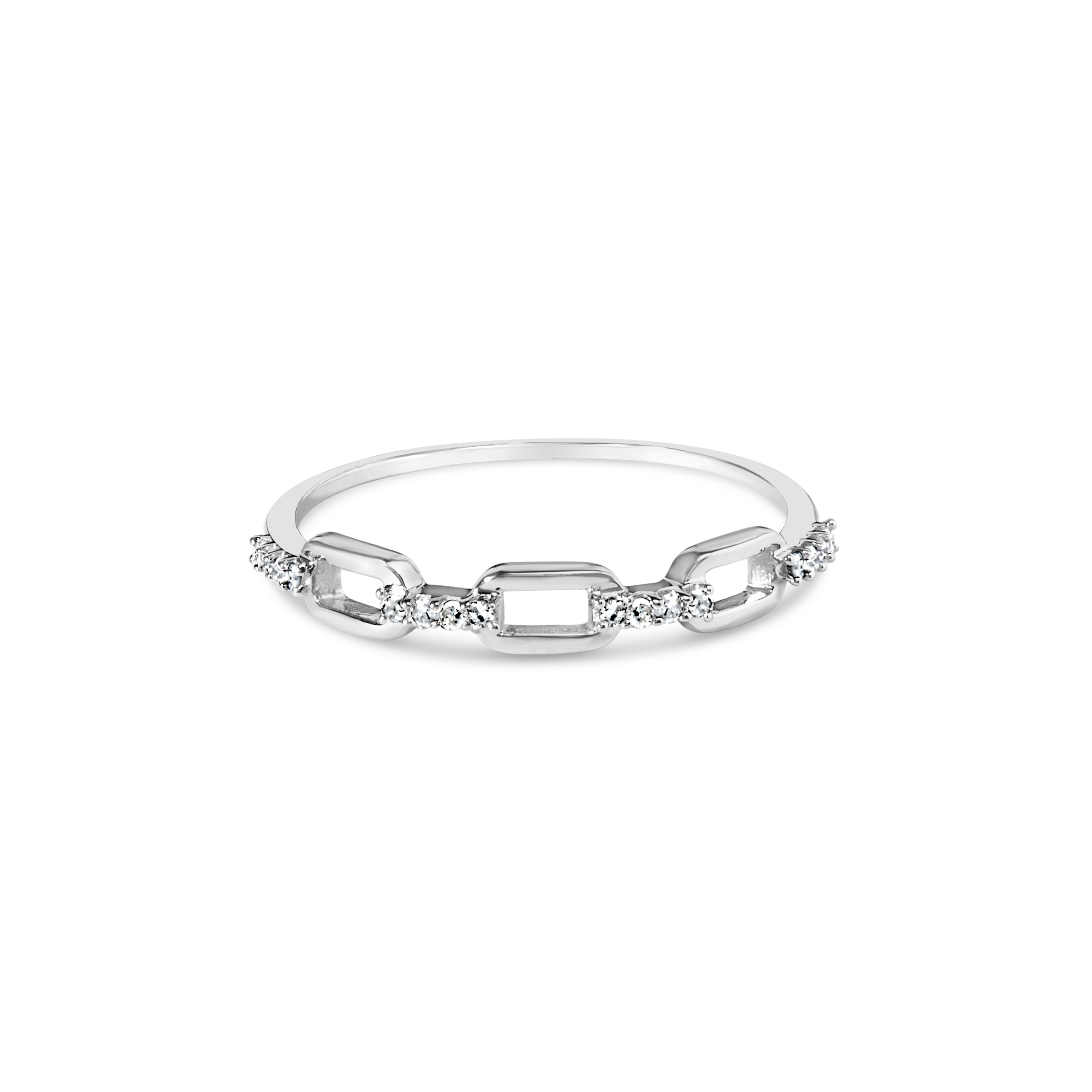 .925 Sterling Silver Diamond Accent Paperclip Band Ring I-J Color, I2-I3 Clarity - Ring Size 6 on sale at MyriadMart