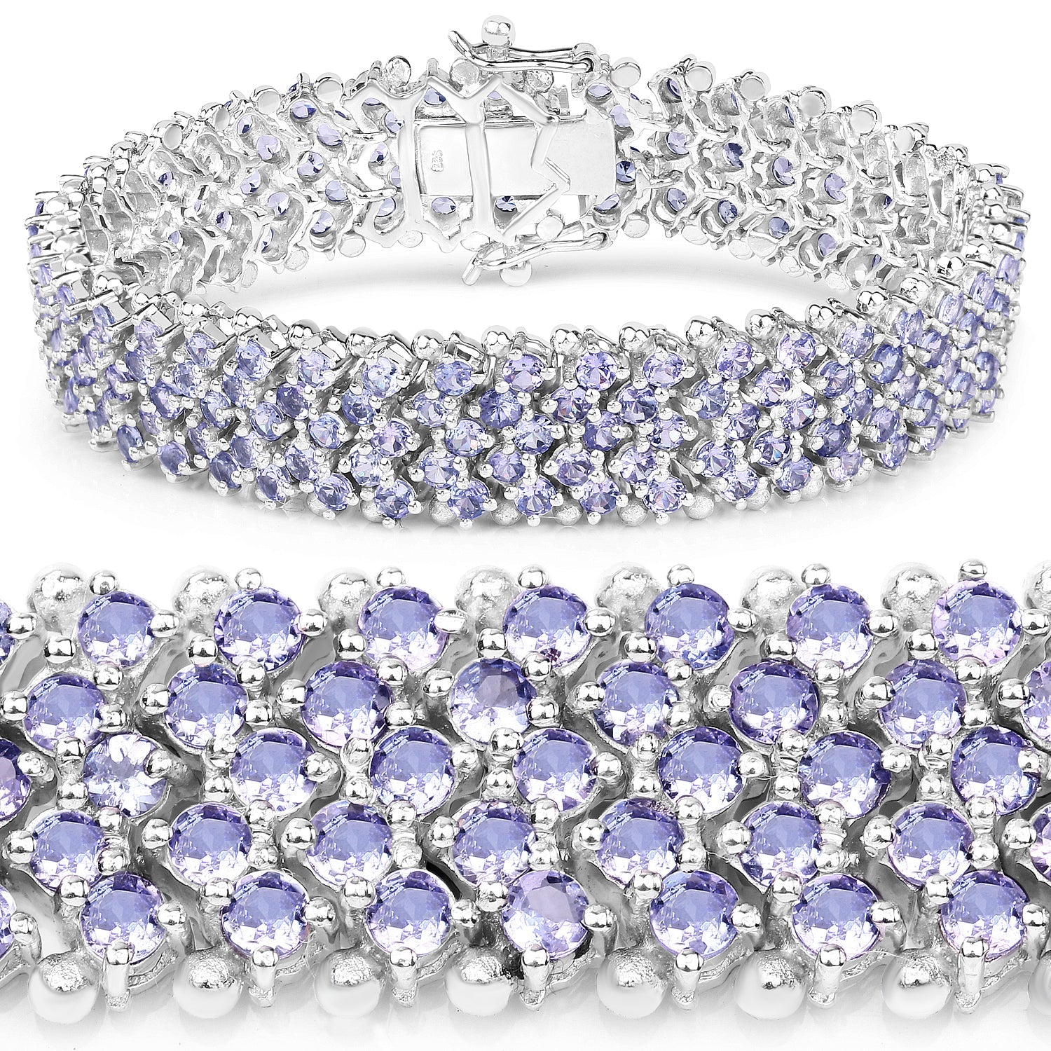 14.70 Carat Genuine Tanzanite .925 Sterling Silver Bracelet on sale at MyriadMart