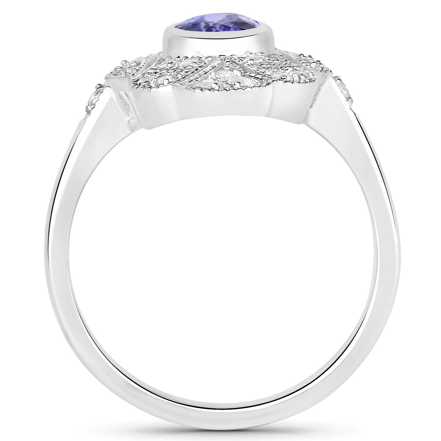 1.17 Carat Genuine Tanzanite and White Topaz .925 Sterling Silver Ring on sale at MyriadMart