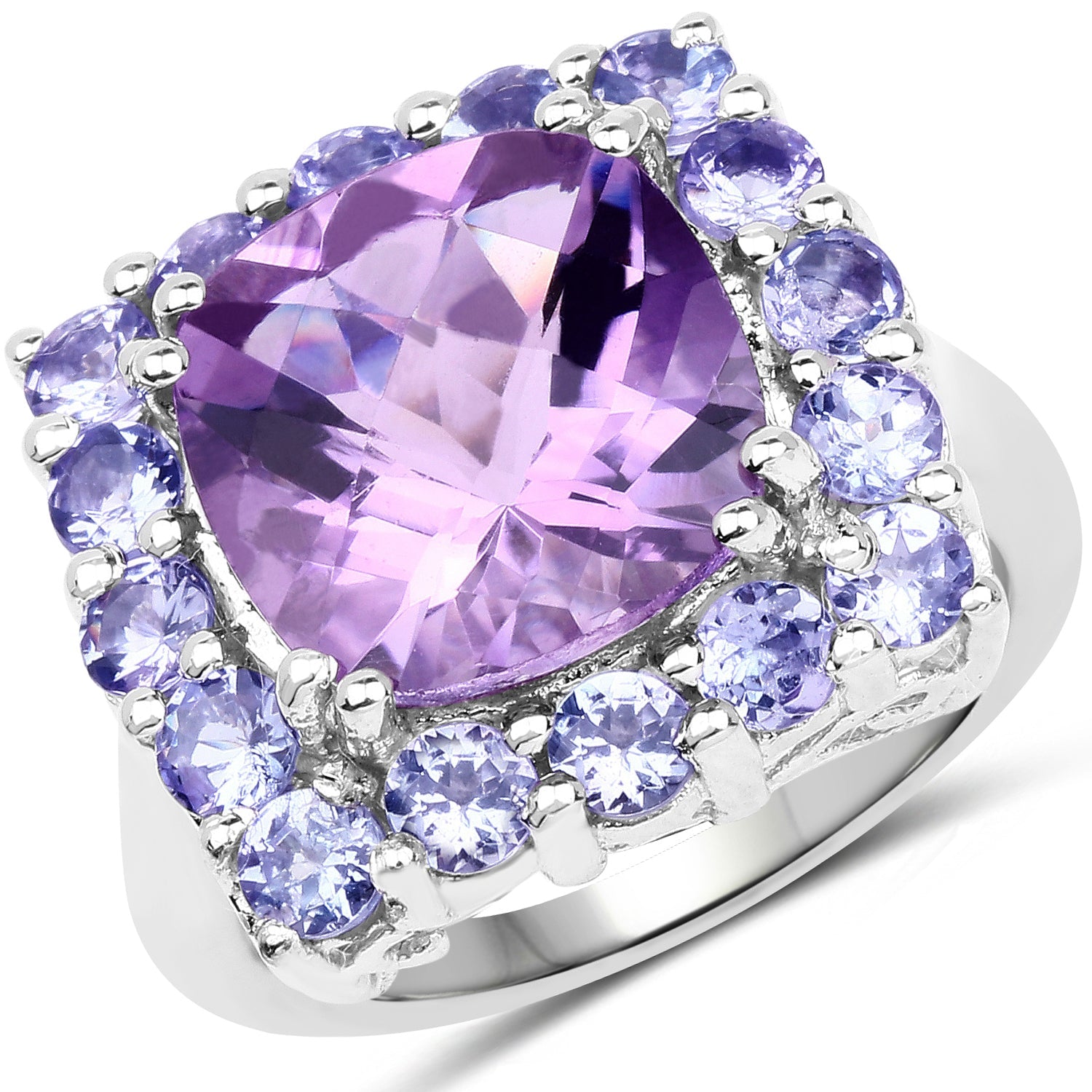 6.63 Carat Genuine Amethyst and Tanzanite .925 Sterling Silver Ring on sale at MyriadMart