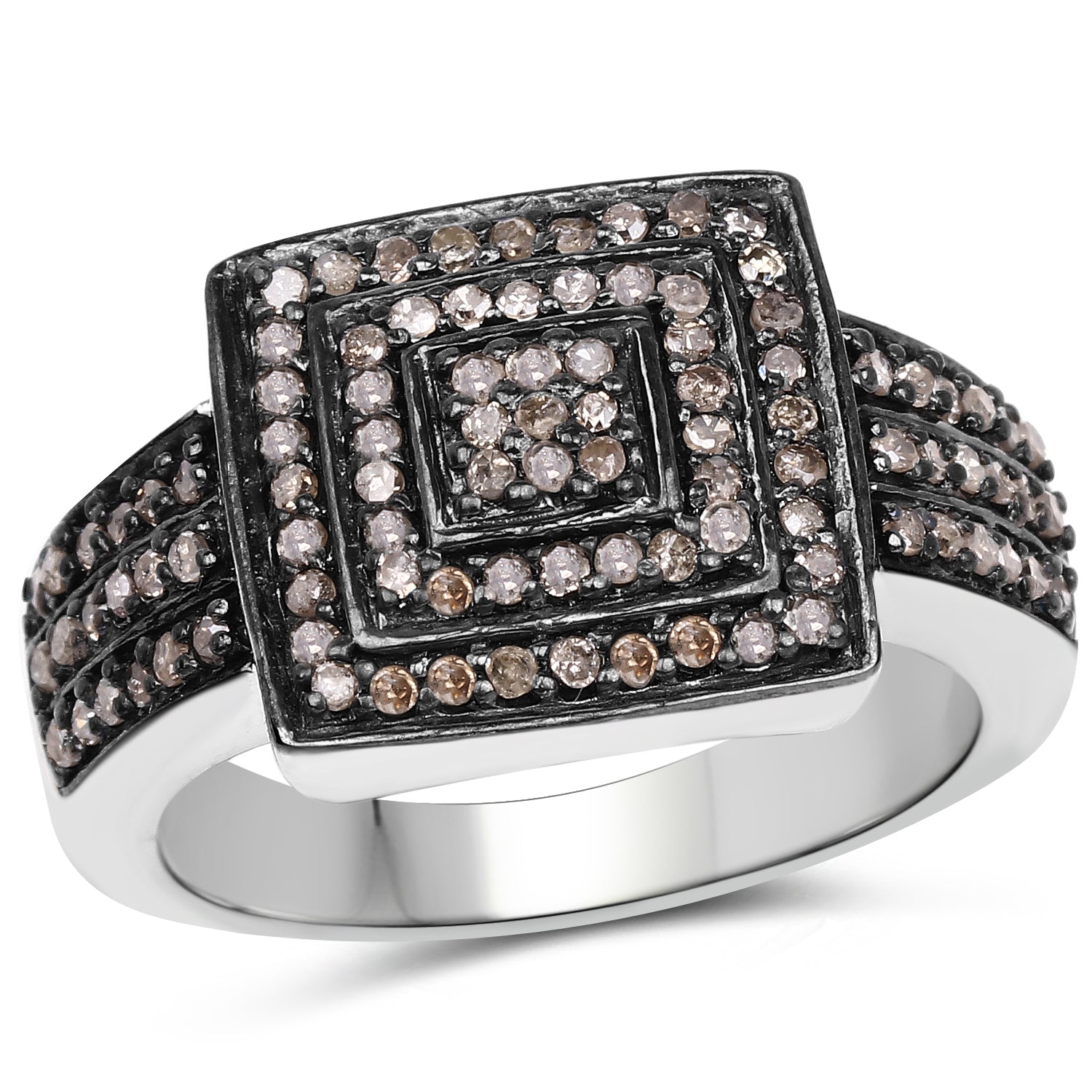 0.42 Carat Genuine Champagne Diamond .925 Sterling Silver Ring on sale at MyriadMart