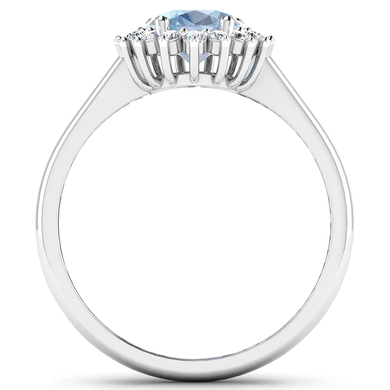 1.62 Carat Genuine Aquamarine and White Diamond 14K White Gold Ring on sale at MyriadMart