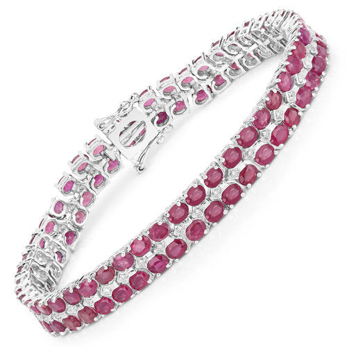 20.03 Carat Glass Filled Ruby and White Topaz .925 Sterling Silver Bracelet on sale at MyriadMart