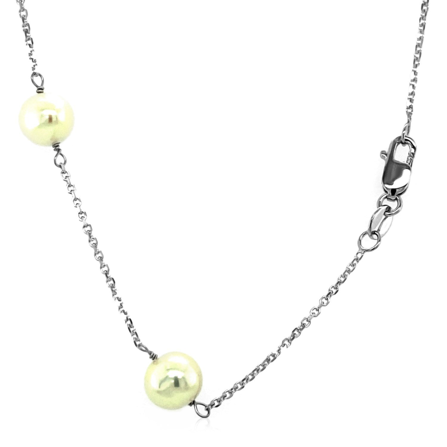 14k White Gold Necklace with White Pearls on sale at MyriadMart