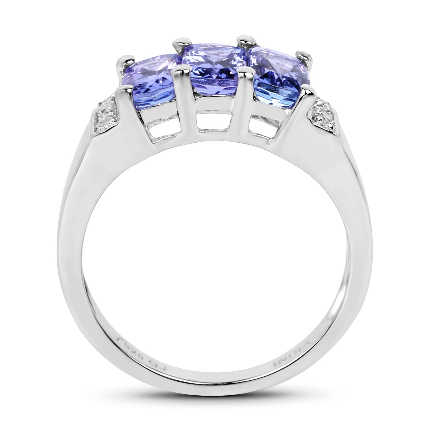 1.63 Carat Genuine Tanzanite & White Diamond .925 Sterling Silver Ring on sale at MyriadMart