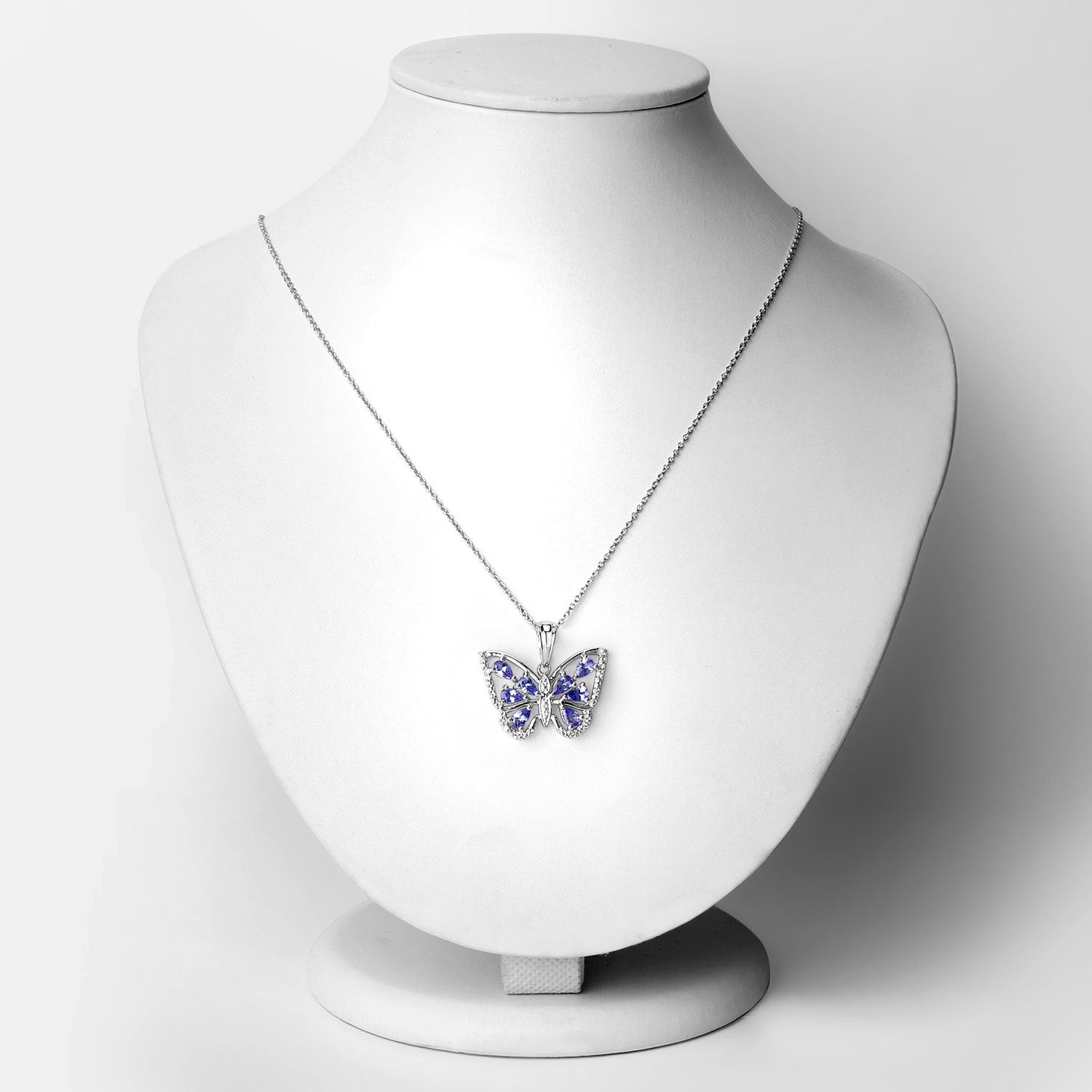 1.75 Carat Genuine Tanzanite and White Zircon .925 Sterling Silver Pendant on sale at MyriadMart