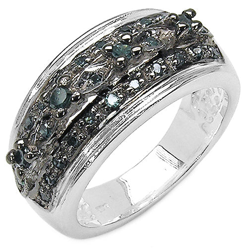 0.27 Carat Genuine Blue Diamond .925 Sterling Silver Ring on sale at MyriadMart