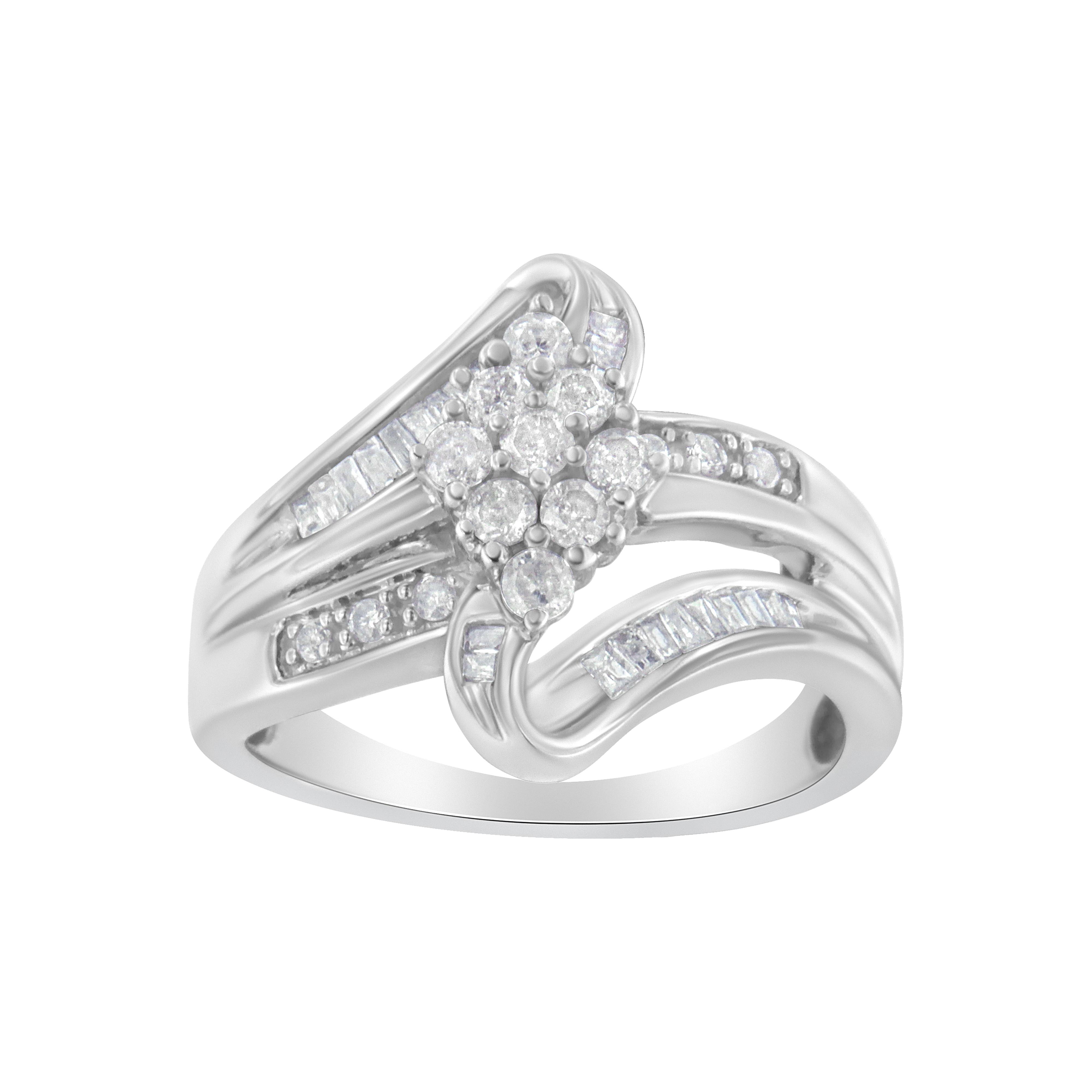 10K White Gold 1/2 cttw Diamond Cluster Ring H-I Clarity, I2-I3 Color - Size 6 on sale at MyriadMart