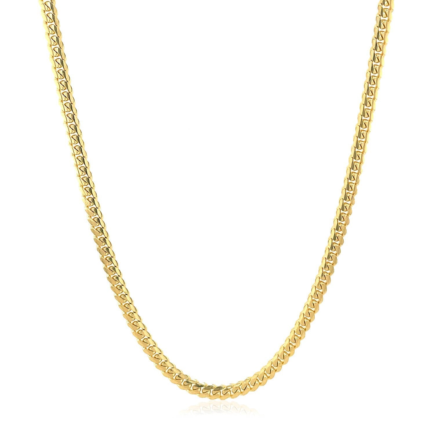 2.6mm 14k Yellow Gold Classic Solid Miami Cuban Chain on sale at MyriadMart