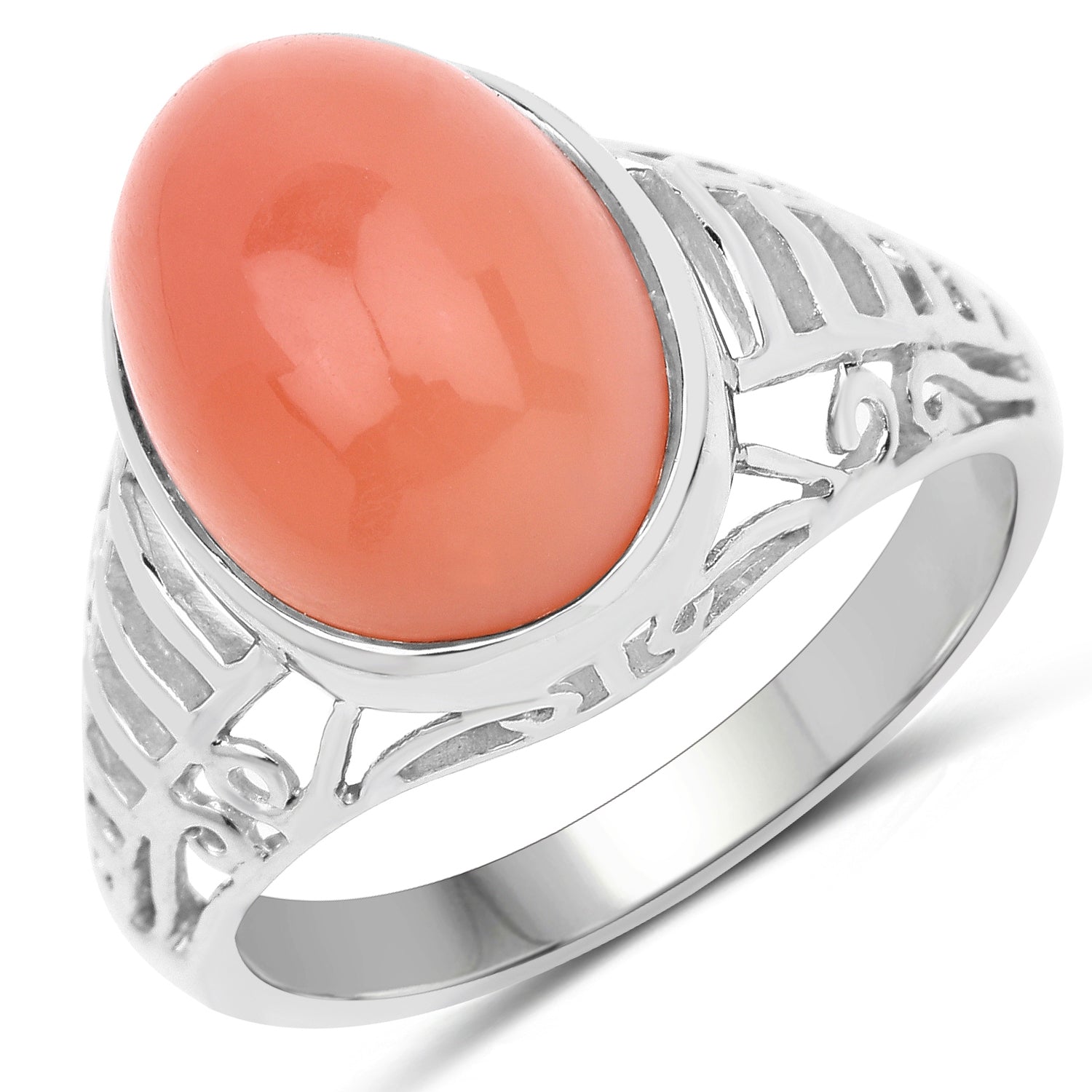 6.00 Carat Genuine Peach Moonstone .925 Sterling Silver Ring on sale at MyriadMart