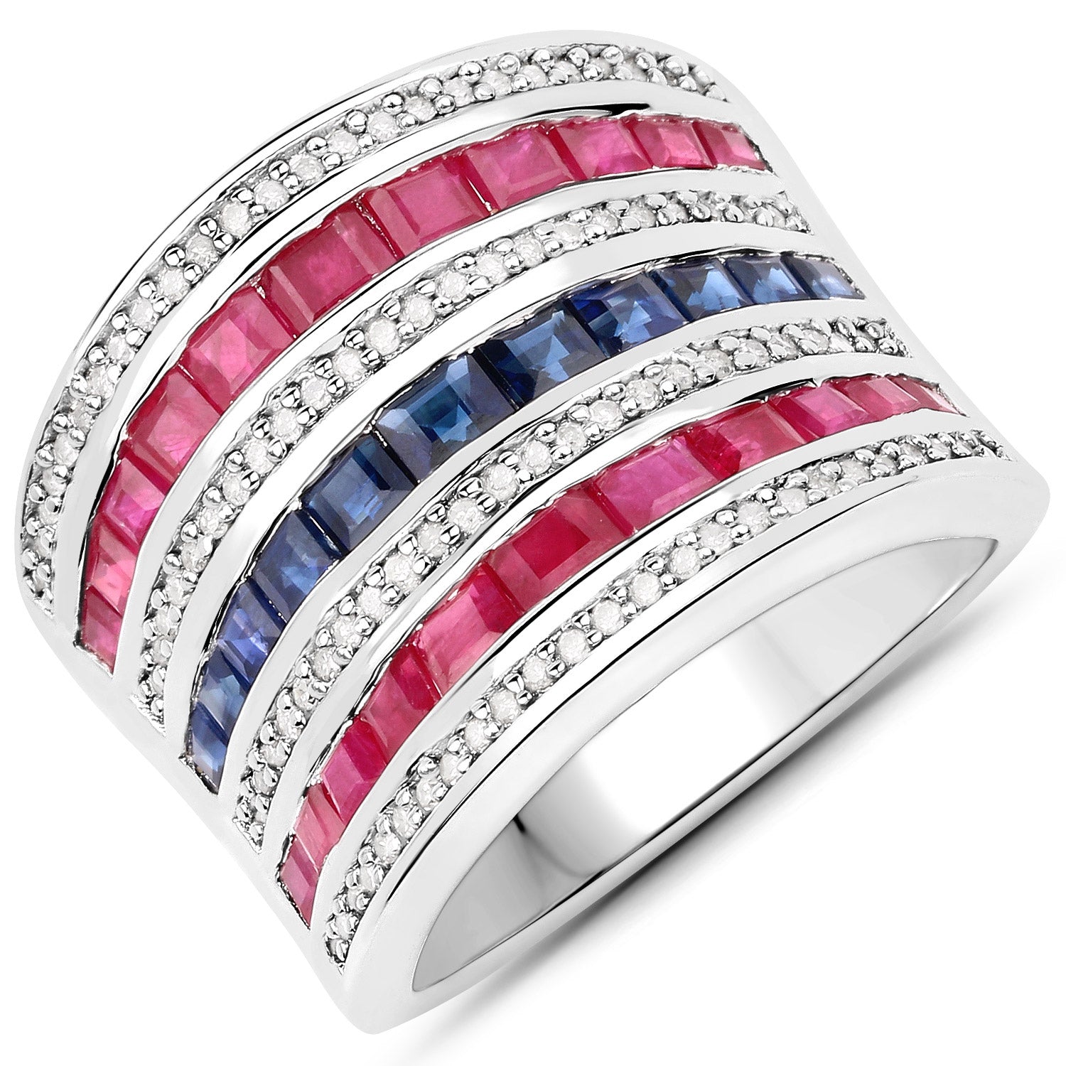 3.36 Carat Genuine Multi Stones .925 Sterling Silver Ring on sale at MyriadMart