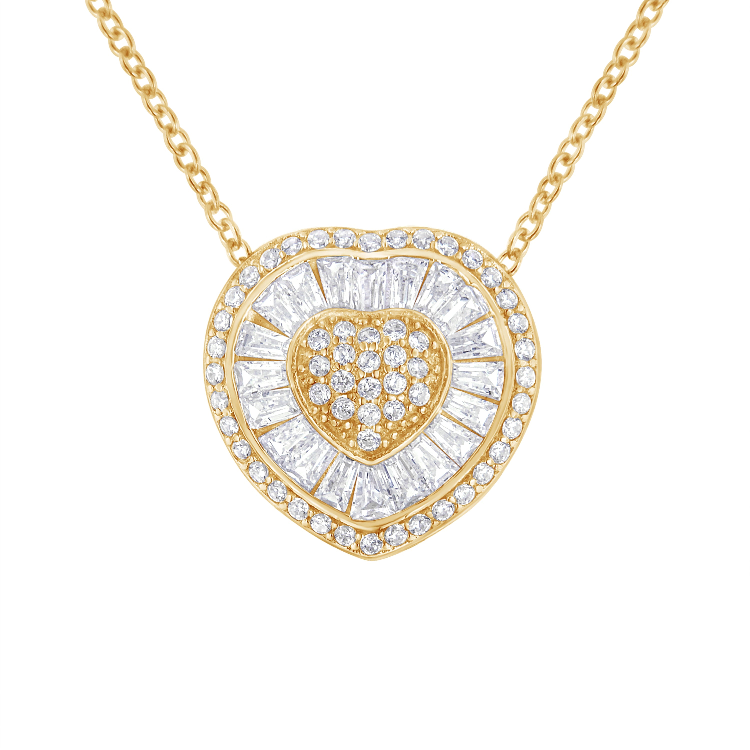 10KT Yellow Gold Diamond Heart Pendant Necklace 1/2 cttw, H-I Color, I1-I2 Clarity on sale at MyriadMart