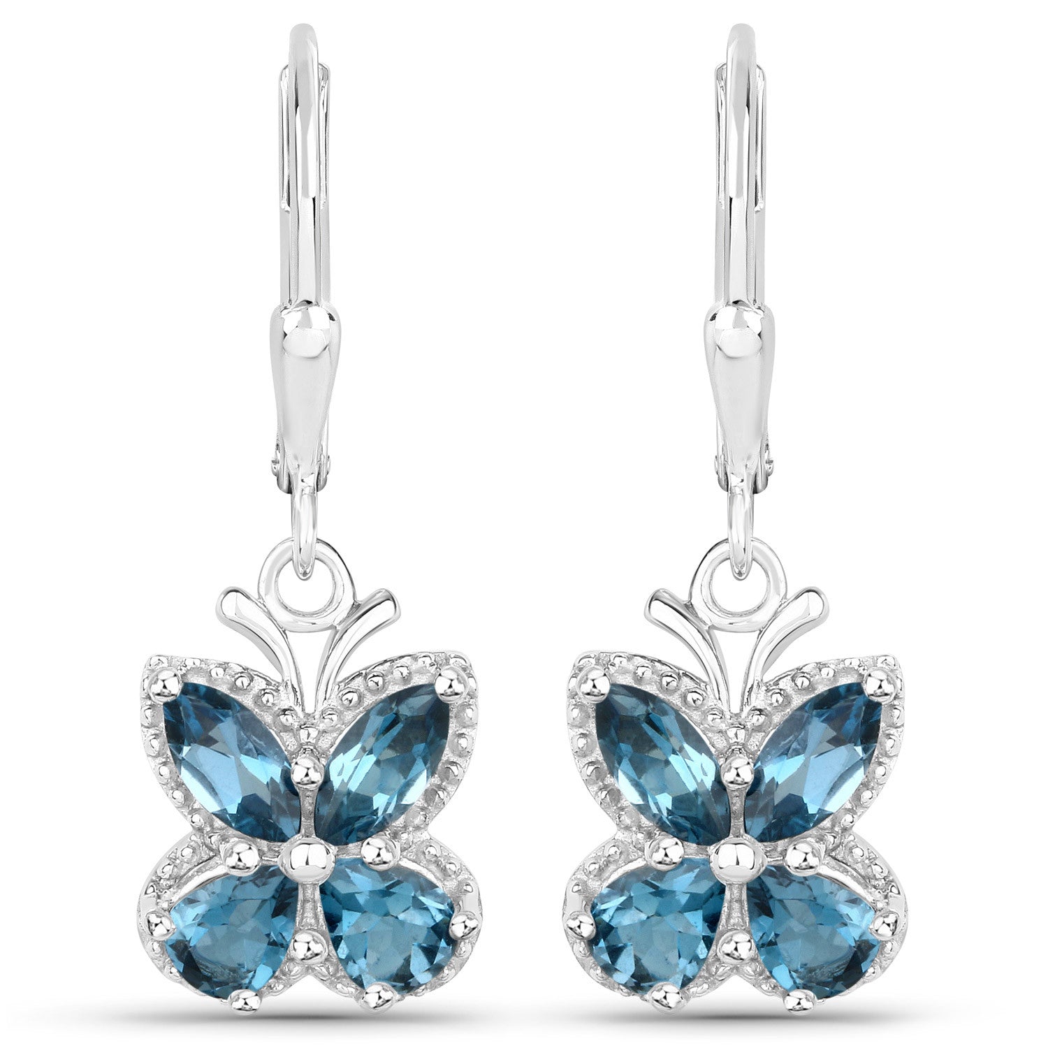 2.32 Carat Genuine London Blue Topaz .925 Sterling Silver Earrings on sale at MyriadMart