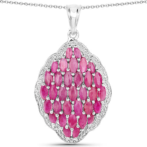 4.46 Carat Genuine Ruby .925 Sterling Silver Pendant on sale at MyriadMart