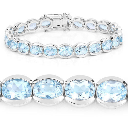 44.00 Carat Genuine Blue Topaz .925 Sterling Silver Bracelet on sale at MyriadMart