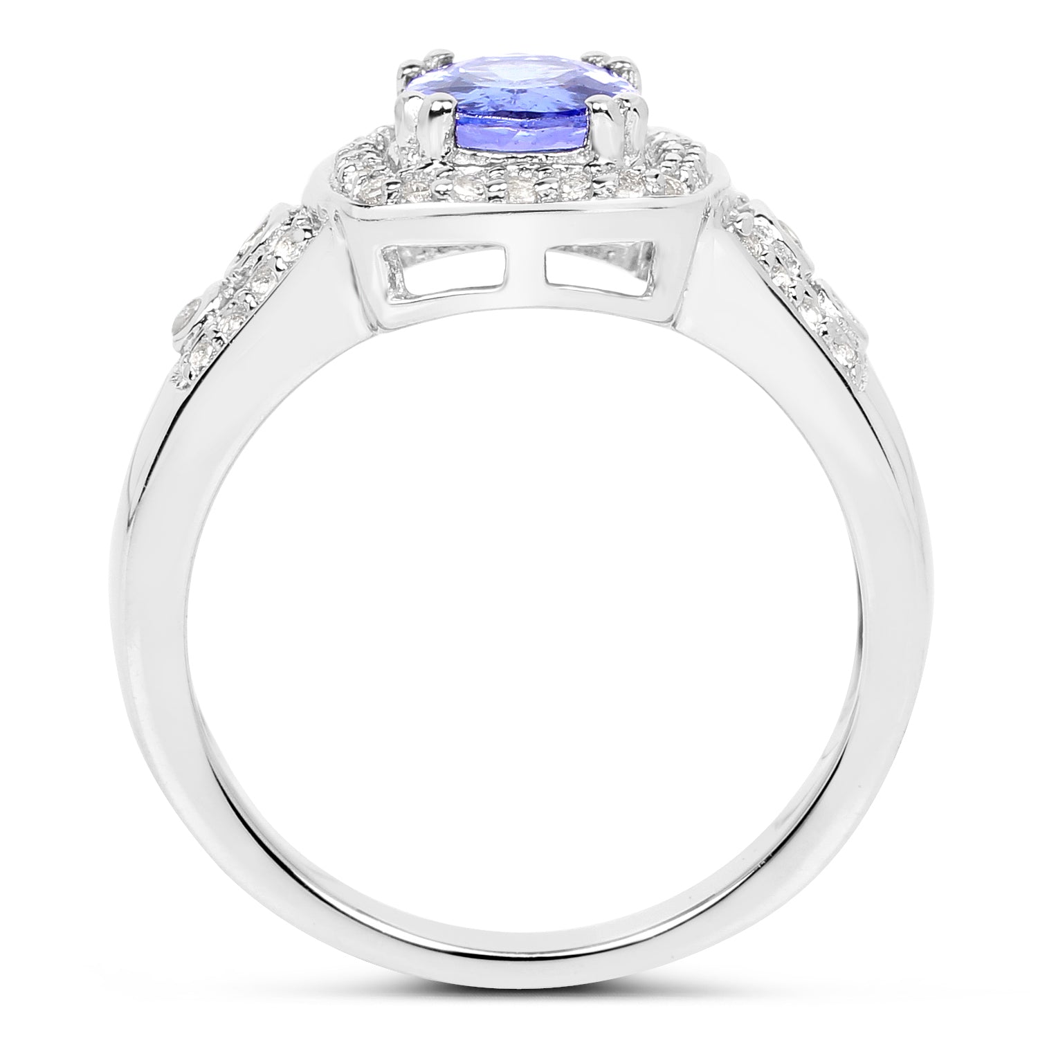 1.42 Carat Genuine Tanzanite & White Topaz .925 Sterling Silver Ring on sale at MyriadMart