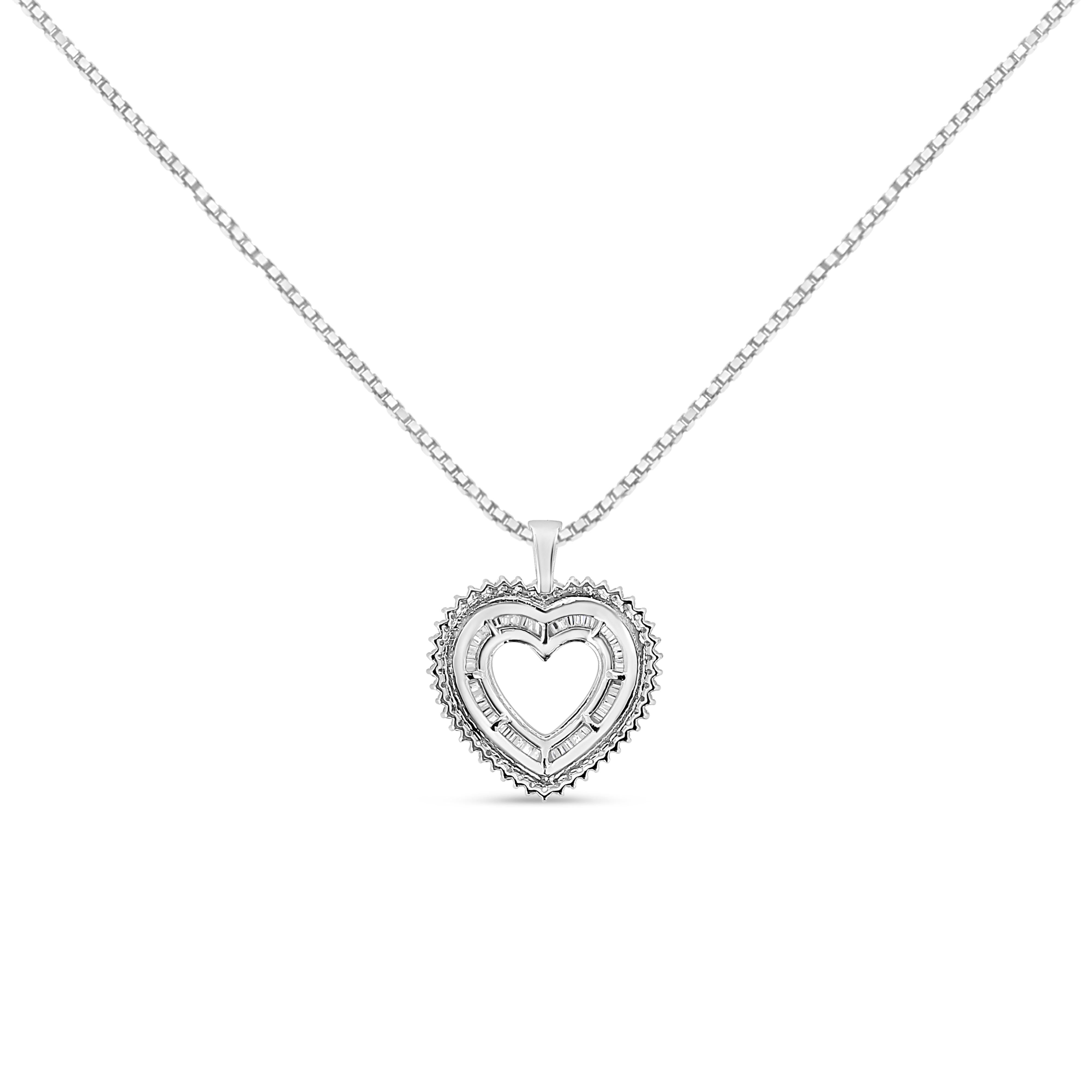.925 Sterling Silver 1.0 Ctw Diamond Shadow Open Heart Halo 18" Pendant Necklace I-J Color, I1-I2 Clarity on sale at MyriadMart