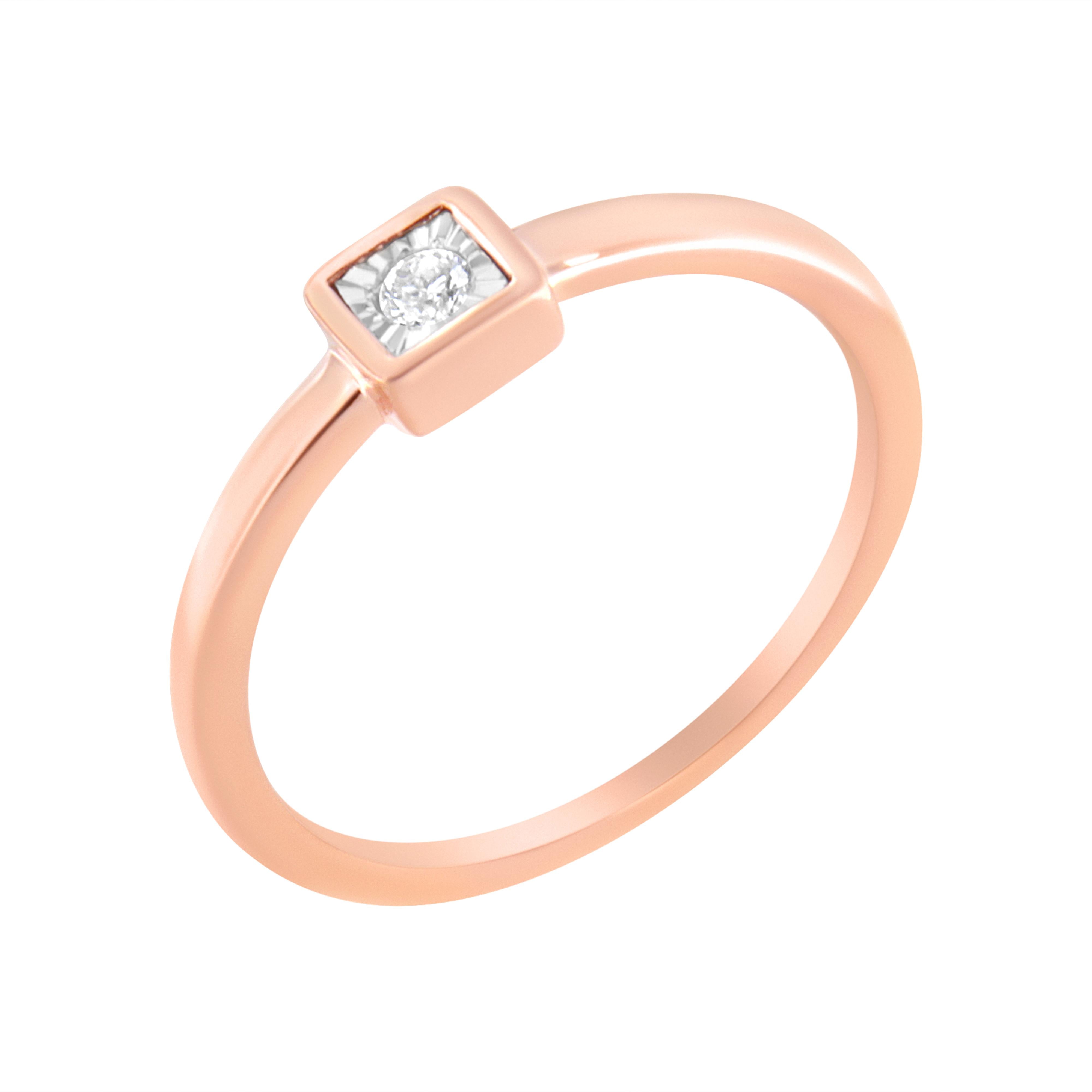 14K Rose Gold Plated .925 Sterling Silver 1/20 cttw Miracle Set Diamond Promise Ring J-K Color, I1-I2 Clarity - Size 6 on sale at MyriadMart