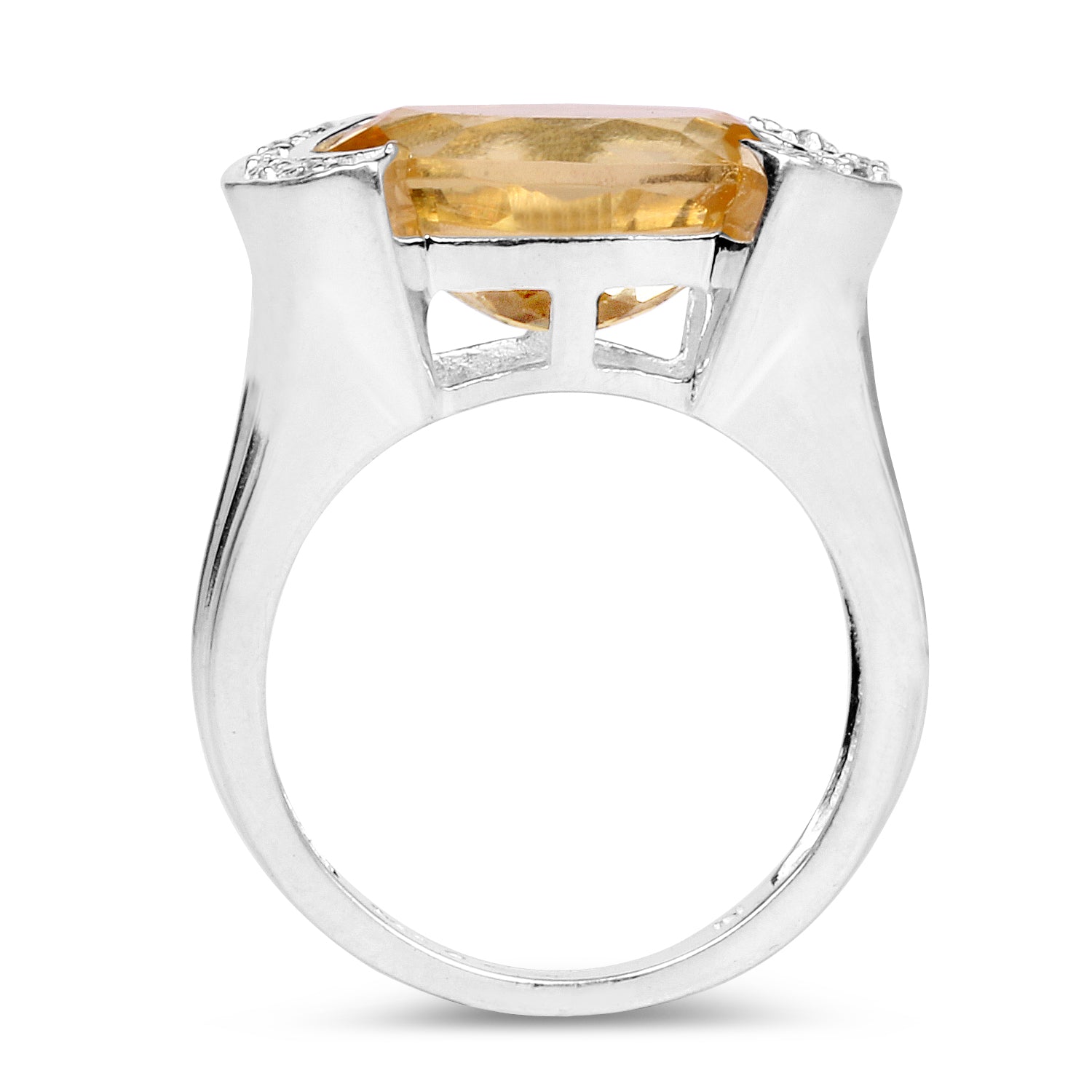 4.55 Carat Genuine Citrine and White Diamond .925 Sterling Silver Ring on sale at MyriadMart