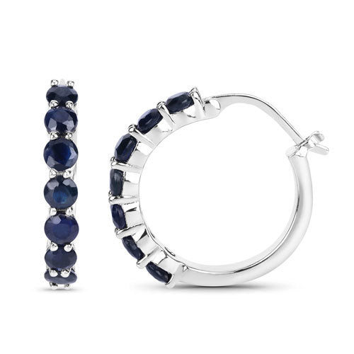 2.66 Carat Genuine Blue Sapphire .925 Sterling Silver Earrings on sale at MyriadMart