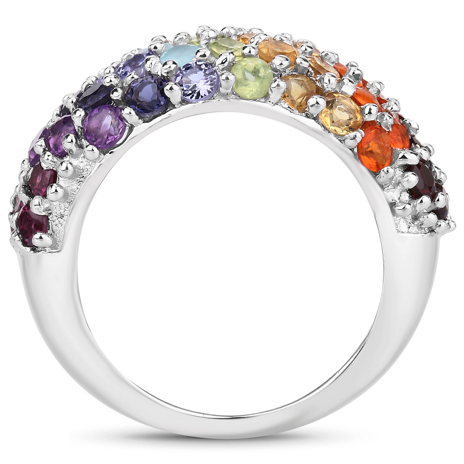 4.16 Carat Genuine Multi Stones .925 Sterling Silver Ring on sale at MyriadMart