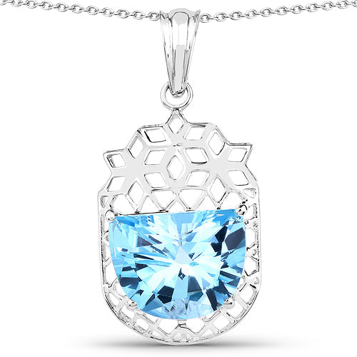 10.90 Carat Genuine Swiss Blue Topaz .925 Sterling Silver Pendant on sale at MyriadMart