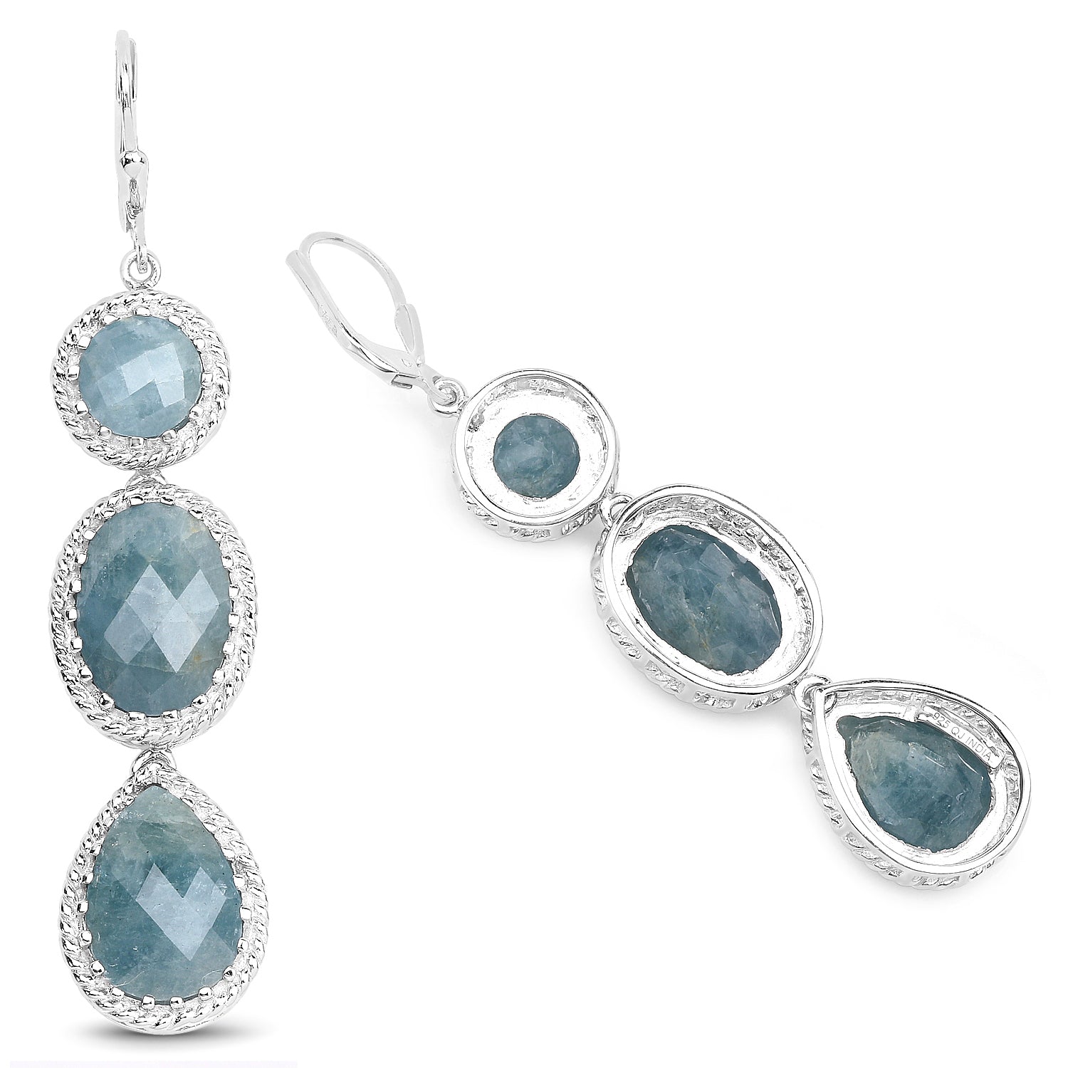 21.32 Carat Genuine Milky Aquamarine .925 Sterling Silver Earrings on sale at MyriadMart