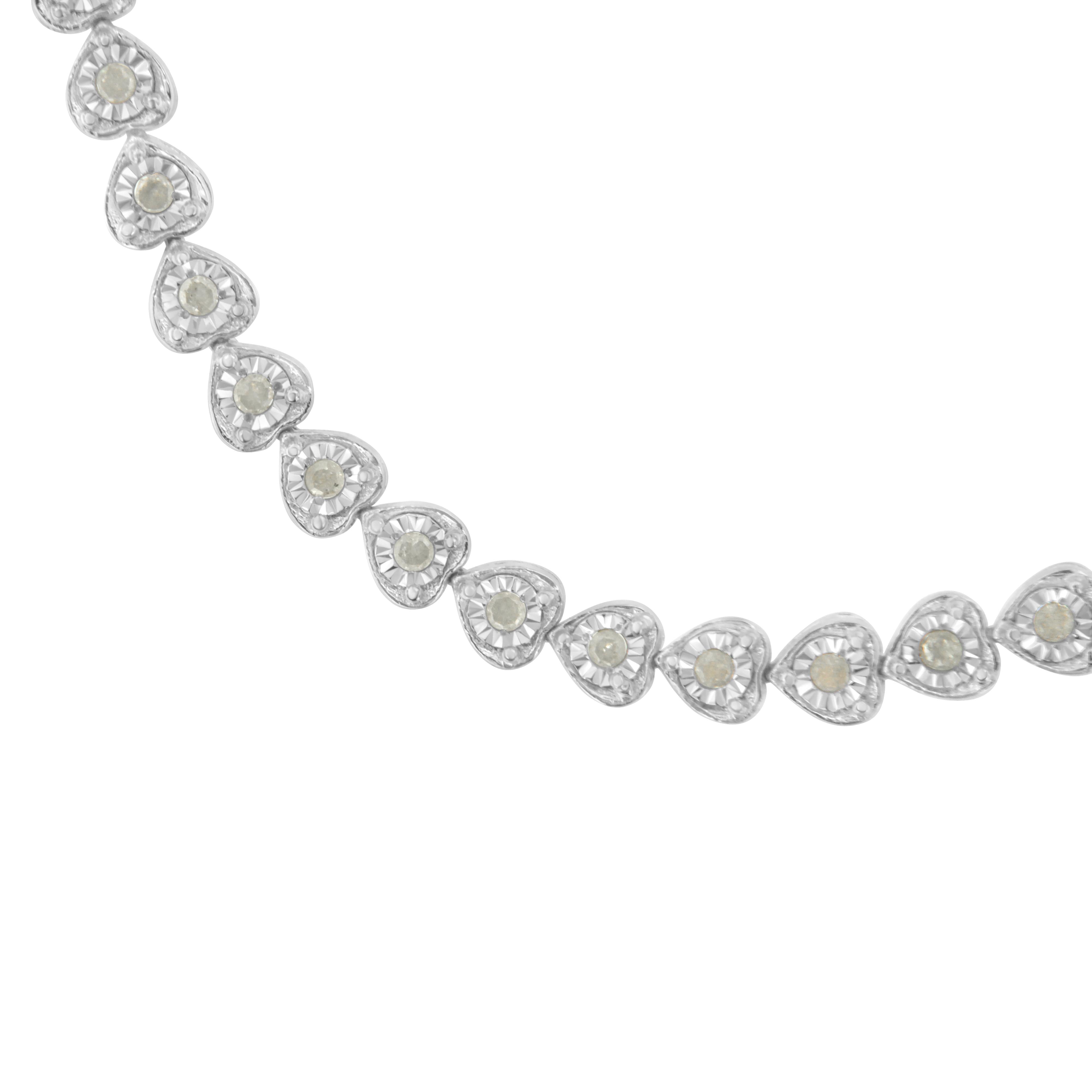 .925 Sterling Silver 1.0 Cttw Miracle Set Diamond Heart-Link 7" Tennis Bracelet I-J Color, I2-I3 Clarity on sale at MyriadMart