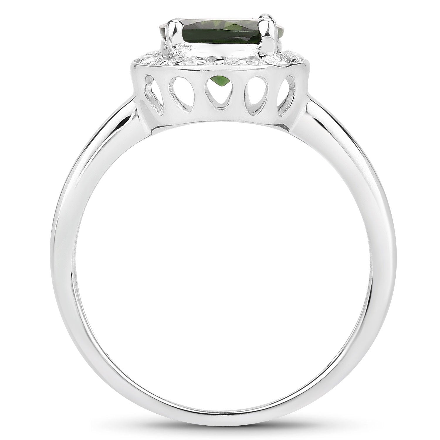 1.90 Carat Genuine Chrome Diopside and White Topaz .925 Sterling Silver Ring on sale at MyriadMart
