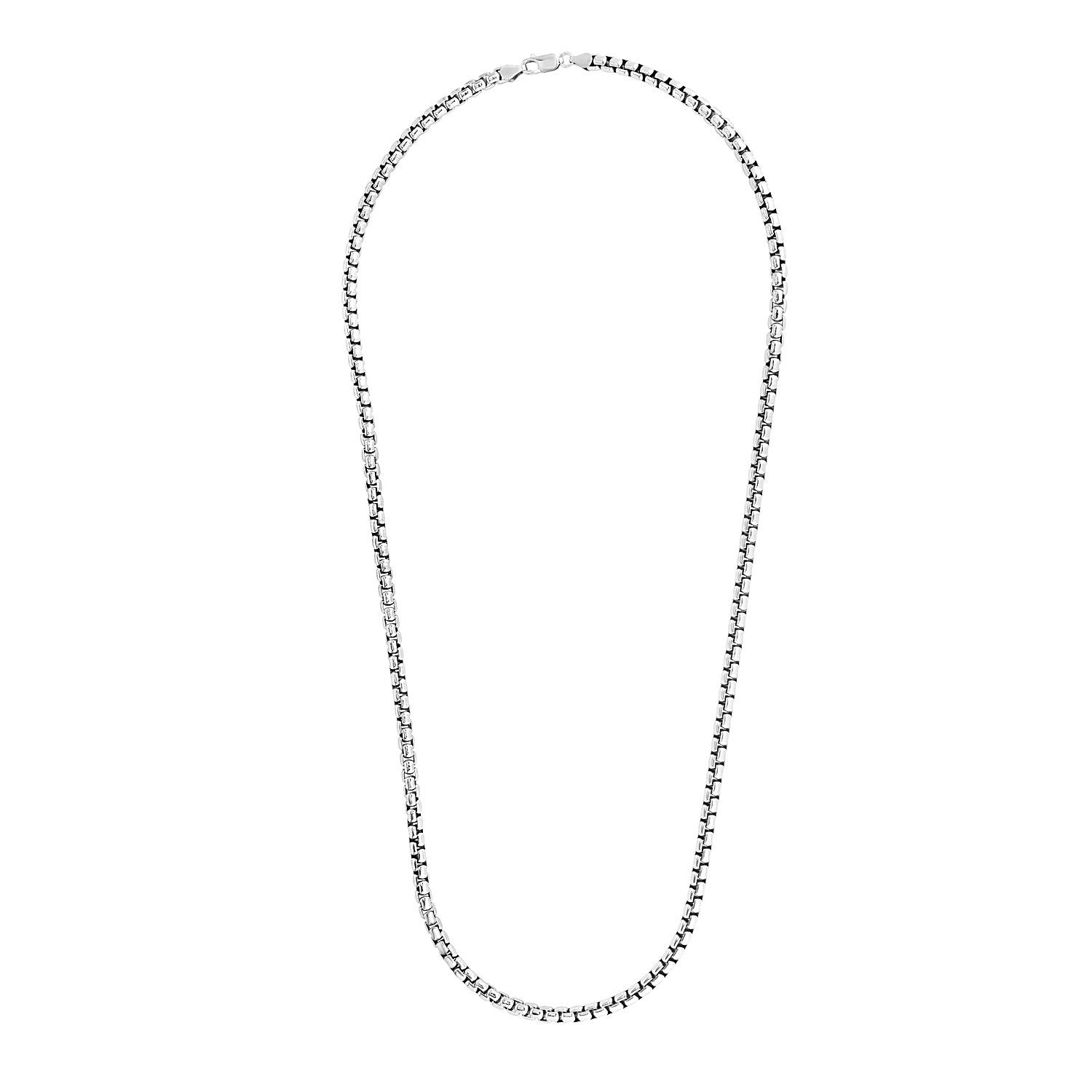 4.4mm Sterling Silver Rhodium Plated Round Box Chain on sale at MyriadMart