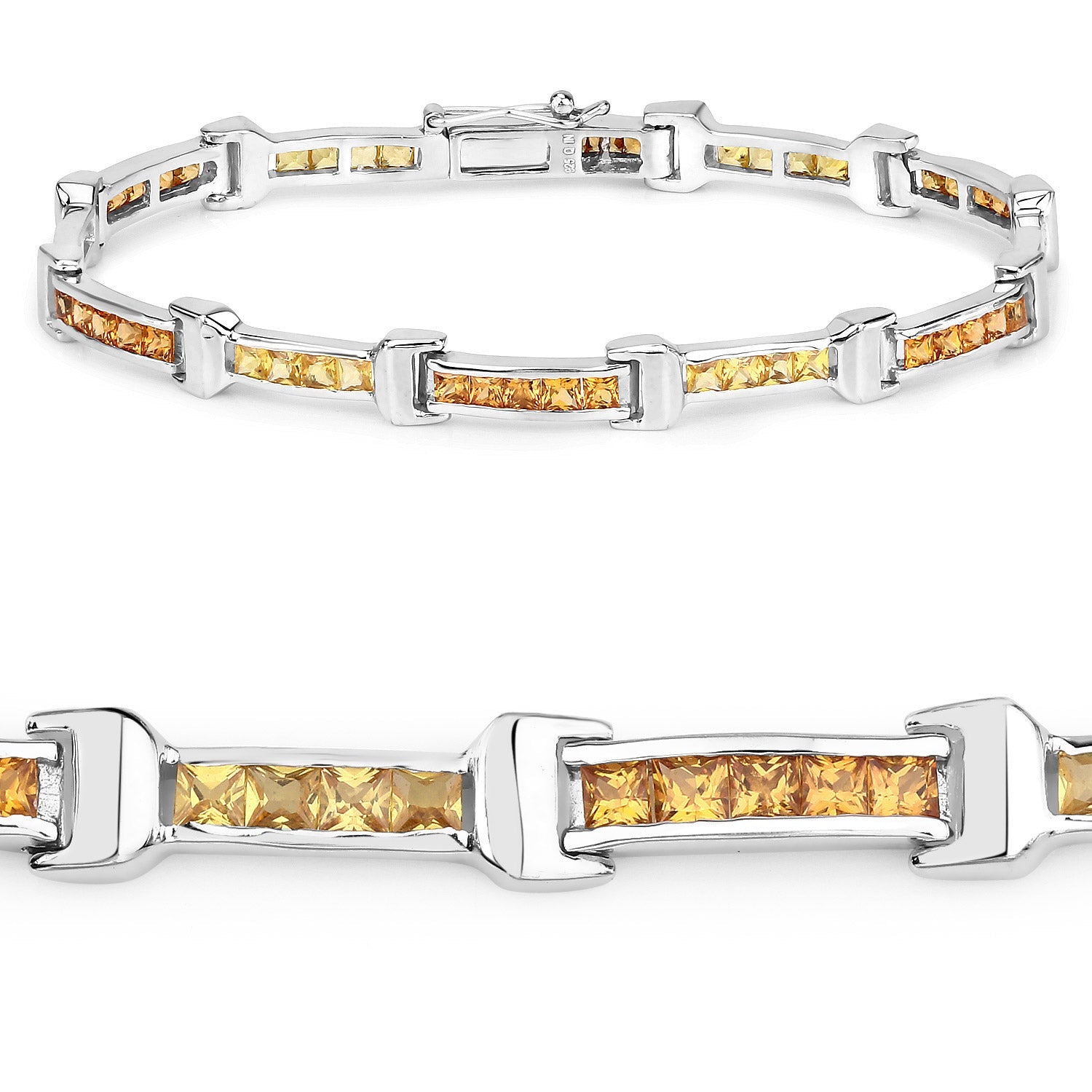 6.48 Carat Genuine Multi Sapphire .925 Sterling Silver Bracelet on sale at MyriadMart