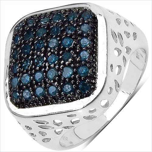 0.54 Carat Genuine Blue Diamond .925 Sterling Silver Ring on sale at MyriadMart