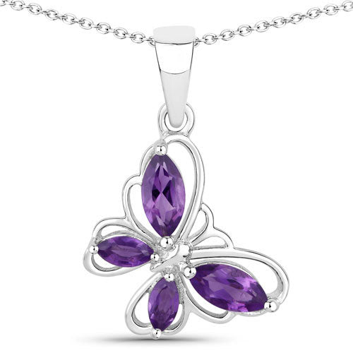 0.60 Carat Genuine Amethyst .925 Sterling Silver Pendant on sale at MyriadMart