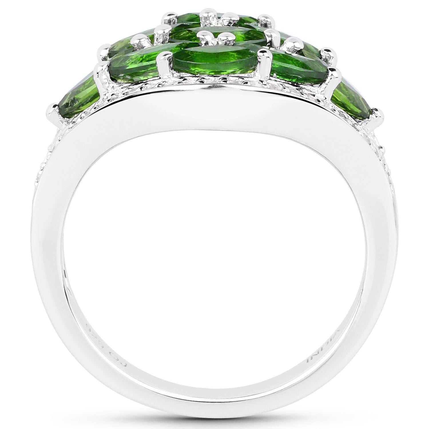 2.37 Carat Genuine Chrome Diopside and White Diamond .925 Sterling Silver Ring on sale at MyriadMart