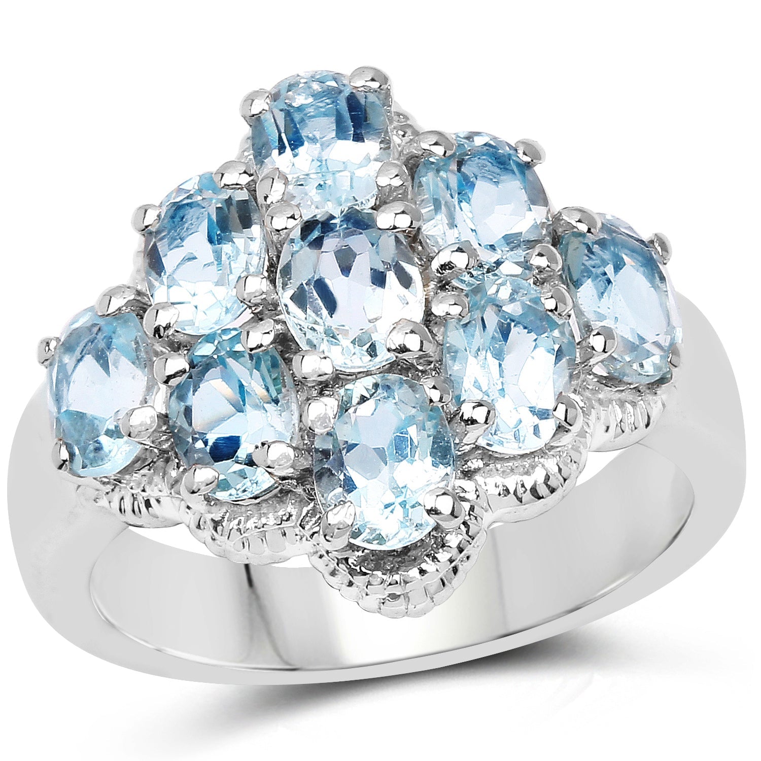 3.24 Carat Genuine Blue Topaz .925 Sterling Silver Ring on sale at MyriadMart
