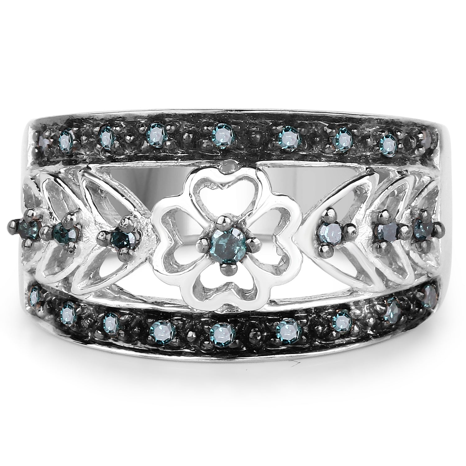 0.31 Carat Genuine Blue Diamond .925 Sterling Silver Ring on sale at MyriadMart