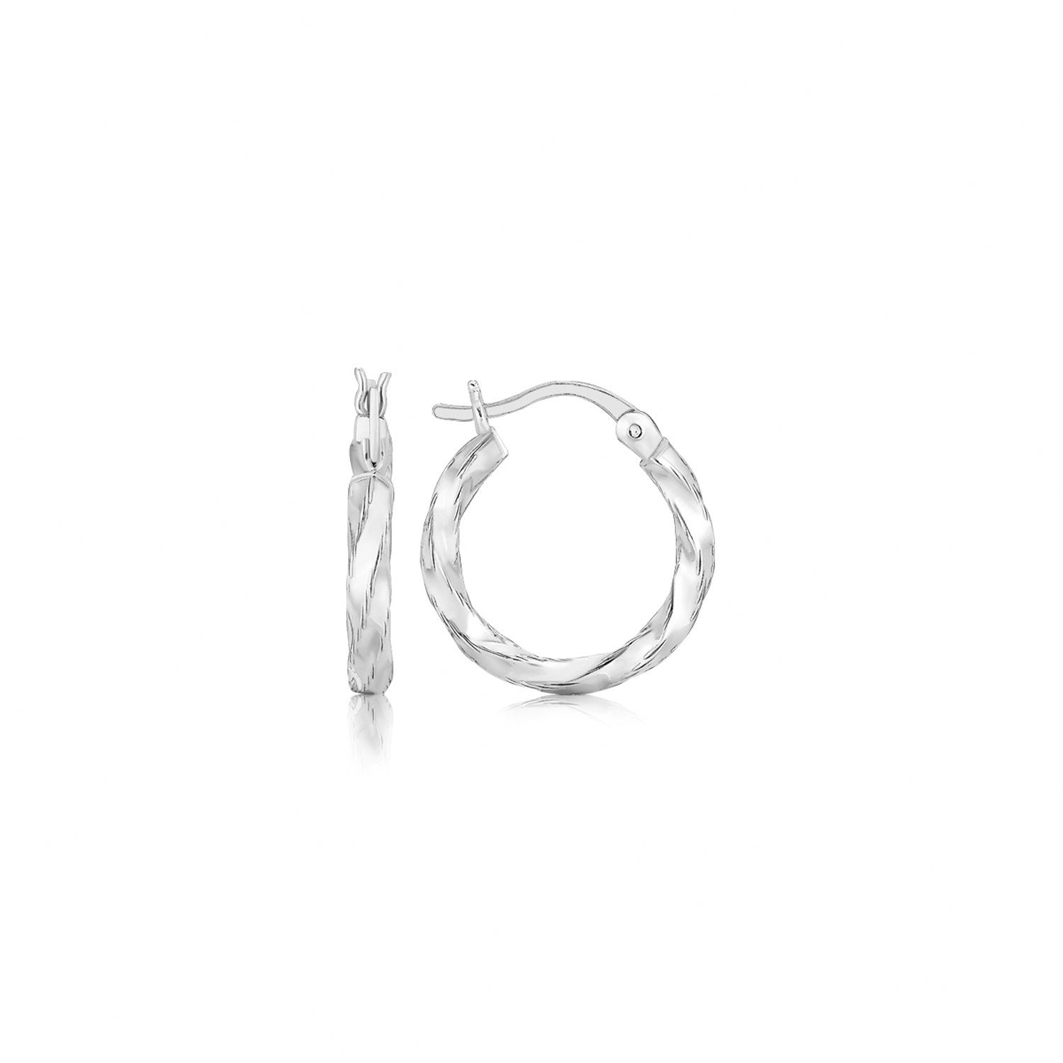 Sterling Silver Polished Twist Design Hoop Earrings on sale at MyriadMart
