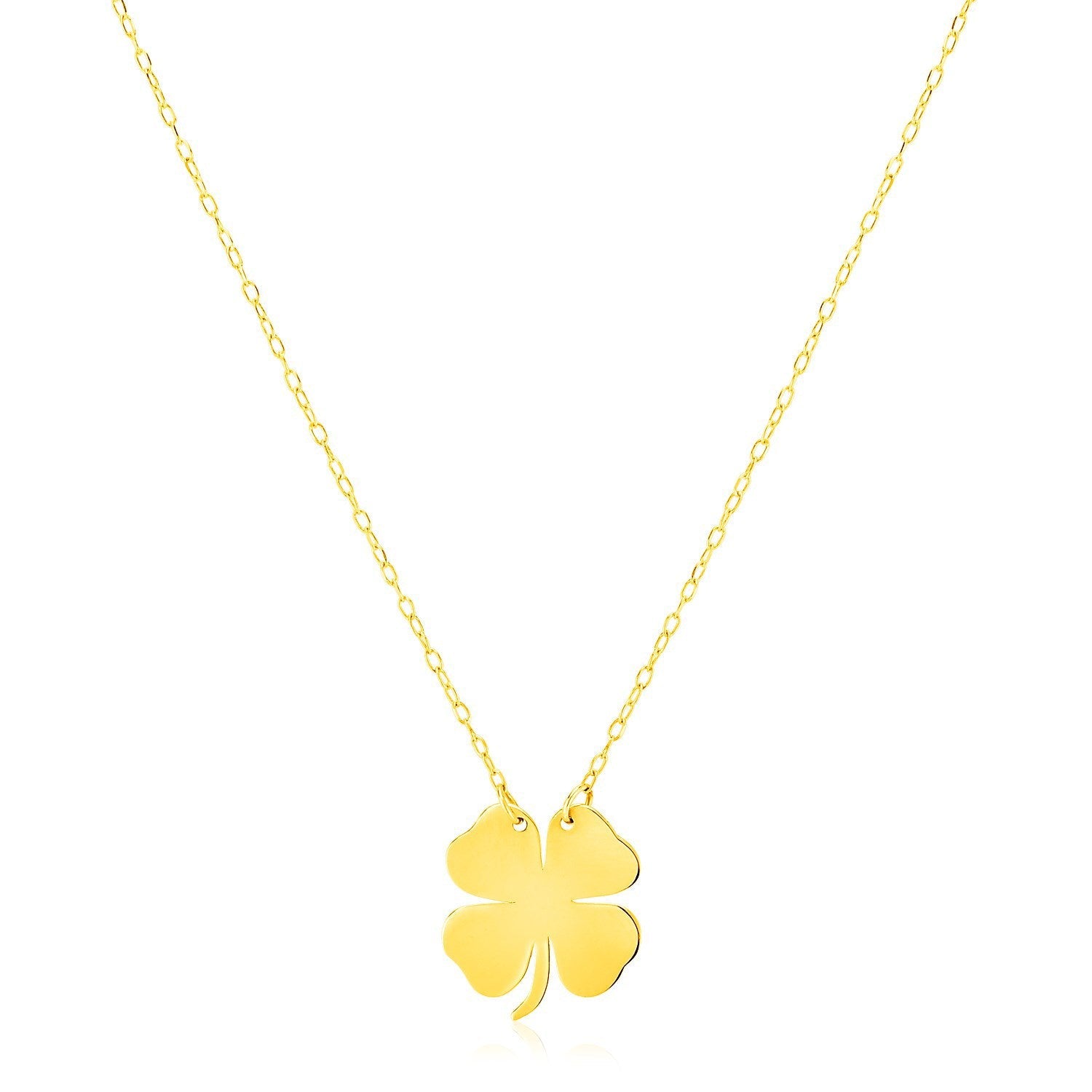 14K Yellow Gold Four Leaf Clover Necklace on sale at MyriadMart