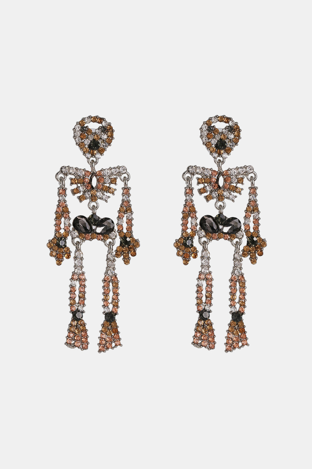 Skeleton Shape Glass Stone Dangle Earrings - MyriadMart